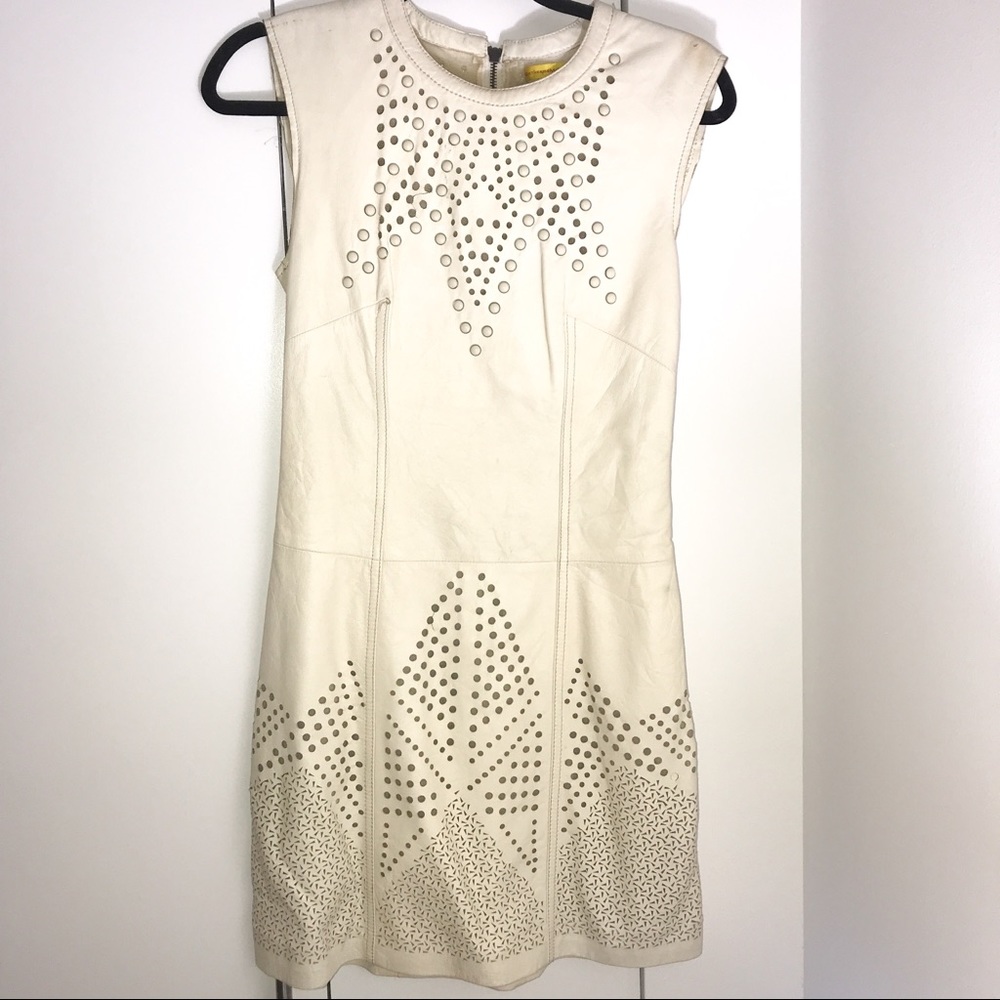 Catherine Malandrino Lambskin Laser Cut Dress